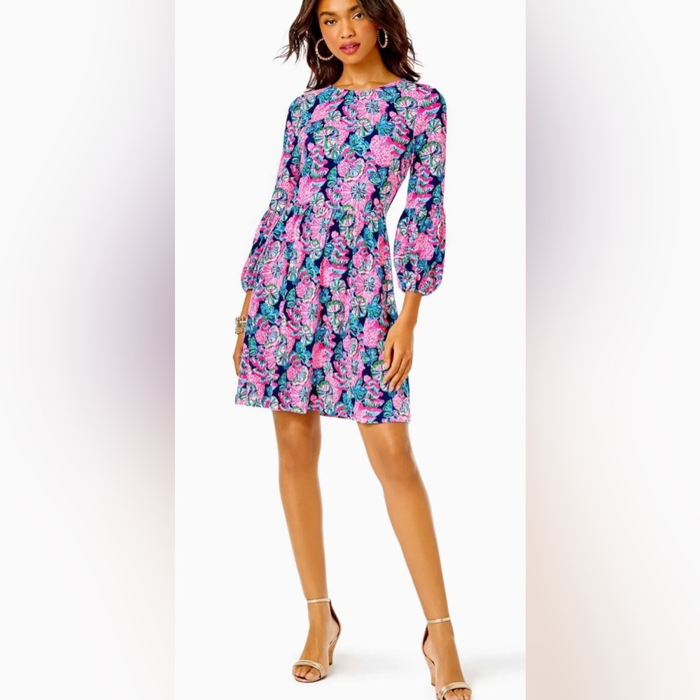 Lilly Pulitzer Auralia Dress in Oyster Bay Navy Shroom With a View